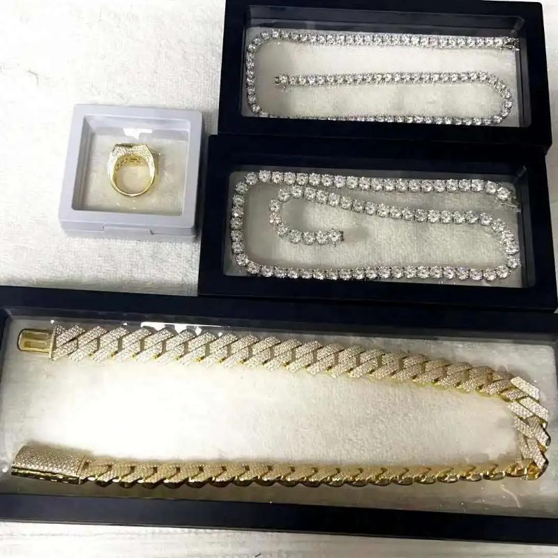 JH Perfect Jewelry Moissanite Diamond Iced Out Chain 925 Sliver Hip Hop Rapper Cuban Link Necklace