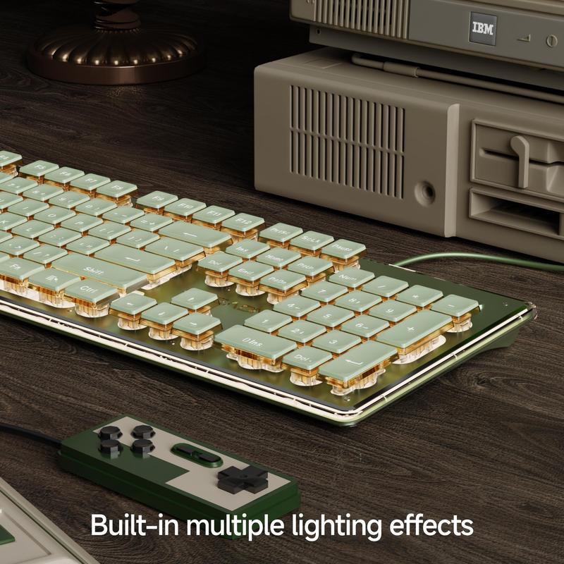 EWEADN V3 Wired Gaming Keyboard, Mechanical Feel Backlit Office Keyboard, Ergonomic Design Portable Keyboard, Compatible with Windows Laptop PC, Mechanical Game Keyboard