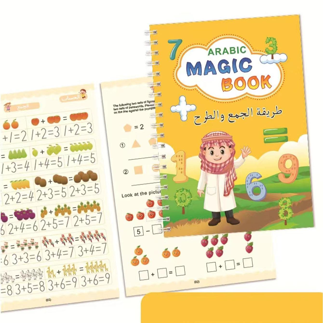 Arabic Calligraphy Practice Notebooks, Reusable Handwriting Exercise Books with Comfortable Tracing Lines, Learning Materials, Set of 4, Multiple Colors