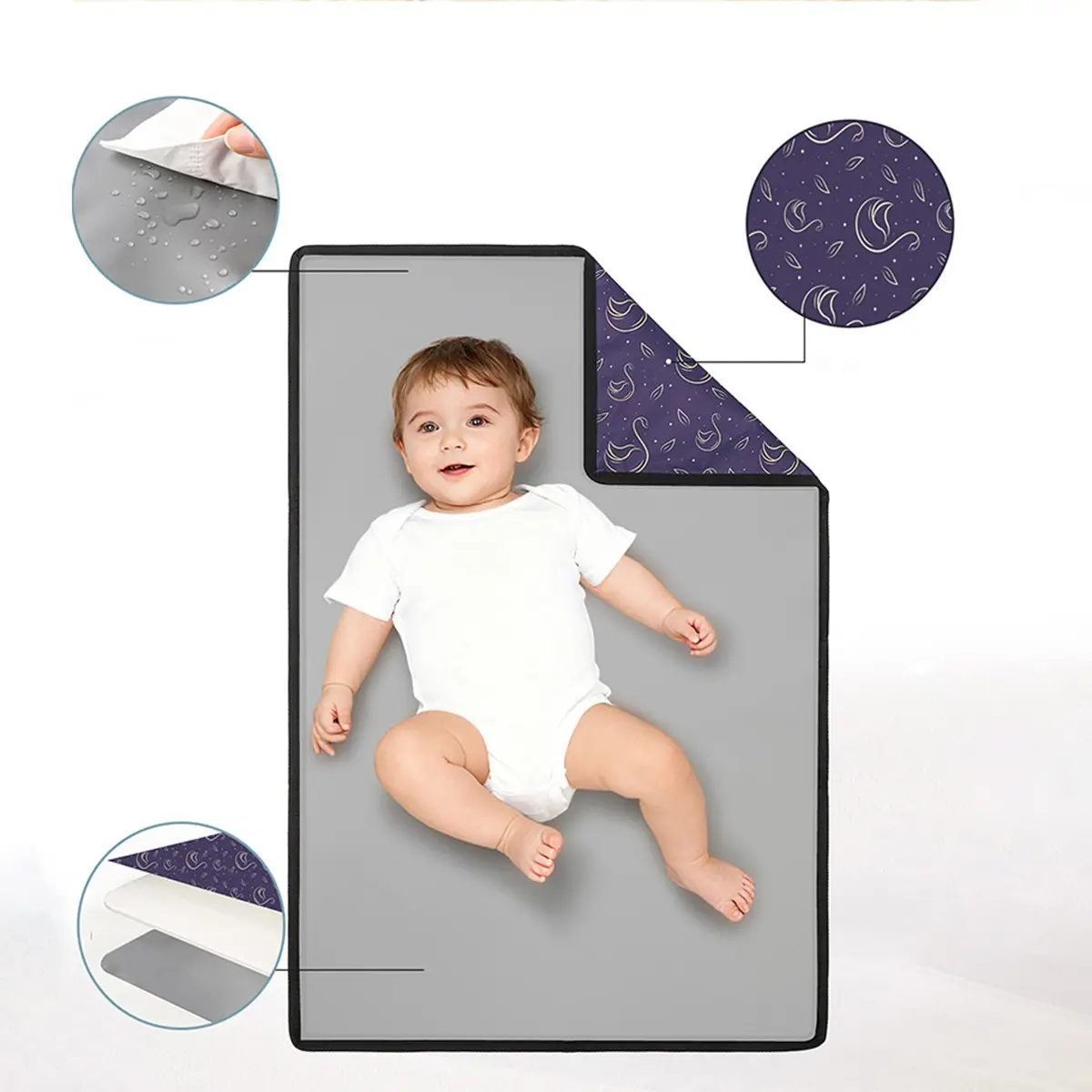 Waterproof Hygiene Portable Baby Diaper Changing Pad, Foldable Outdoor Urine Mat, Travel-Friendly Infant Protection, Essential Baby Care Accessory