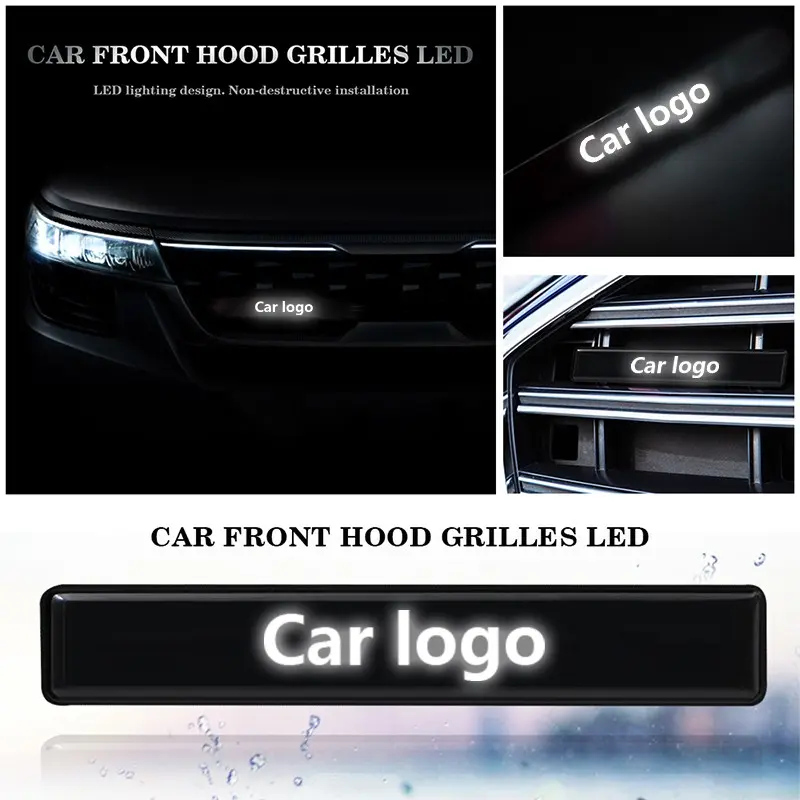 Universal Car Front Grill LED Badge Light Non-Destructive Installation, 6.5 Inch Illuminated Logo Emblem Grill Mesh Glow Lamp for Sedan SUV Truck Styling Car Decorative Light, Car Led Lights