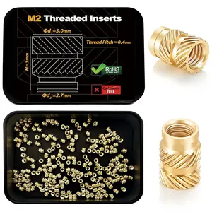 200 count M2 Threaded Inserts for  Printing Components,M2*3 * 3 Metric Brass Knurled Nuts, Insert by Heat into Plastic