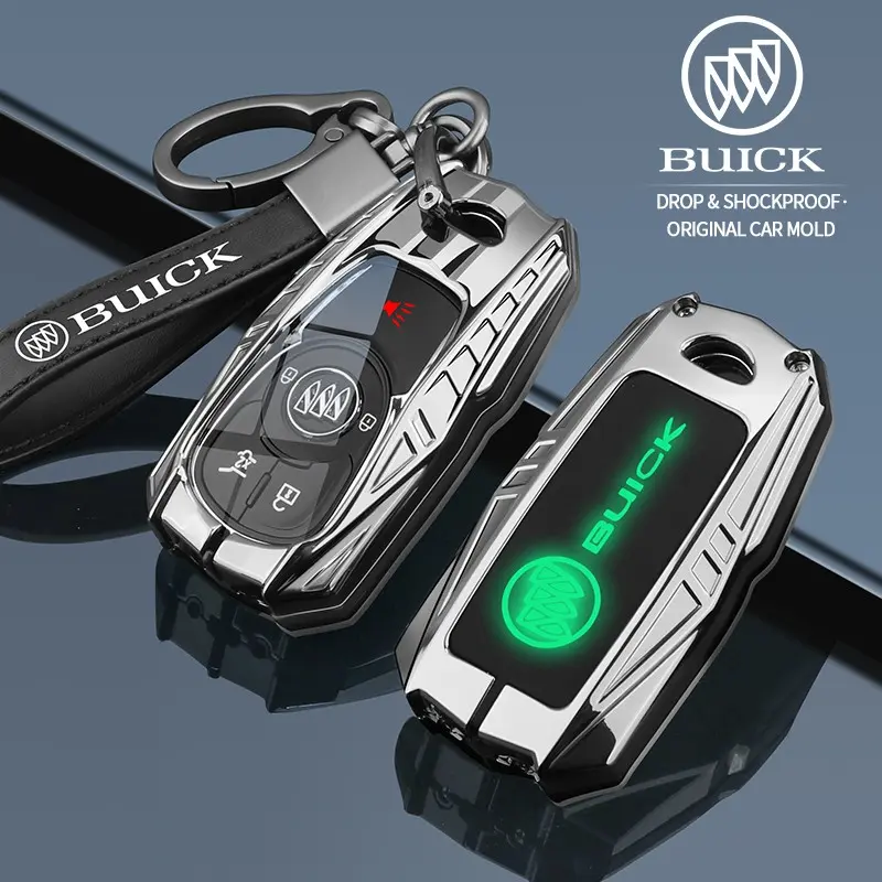 Key cover suitable for Buick Encore, Envision, GL6, GL8, new LaCrosse, Regal, and Excelle – 2, 3, 4, 5-key car key case made of alloy, drop-proof, scratch-proof, fingerprint-resistant, and doesn’t block signal, full coverage key shell