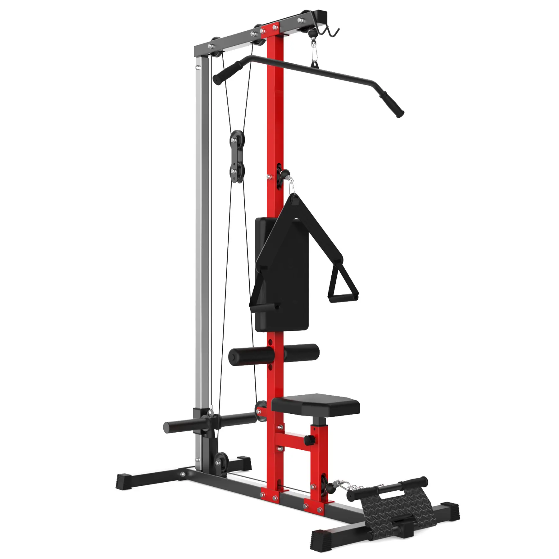 Heavy Duty LAT Pulldown Machine for Home Gym – Cable Machine with High & Low Pulley – Adjustable Seat and Knee Support – Lat Bar & Tricep Attachment – 500LB Capacity – Full Body Strength Training