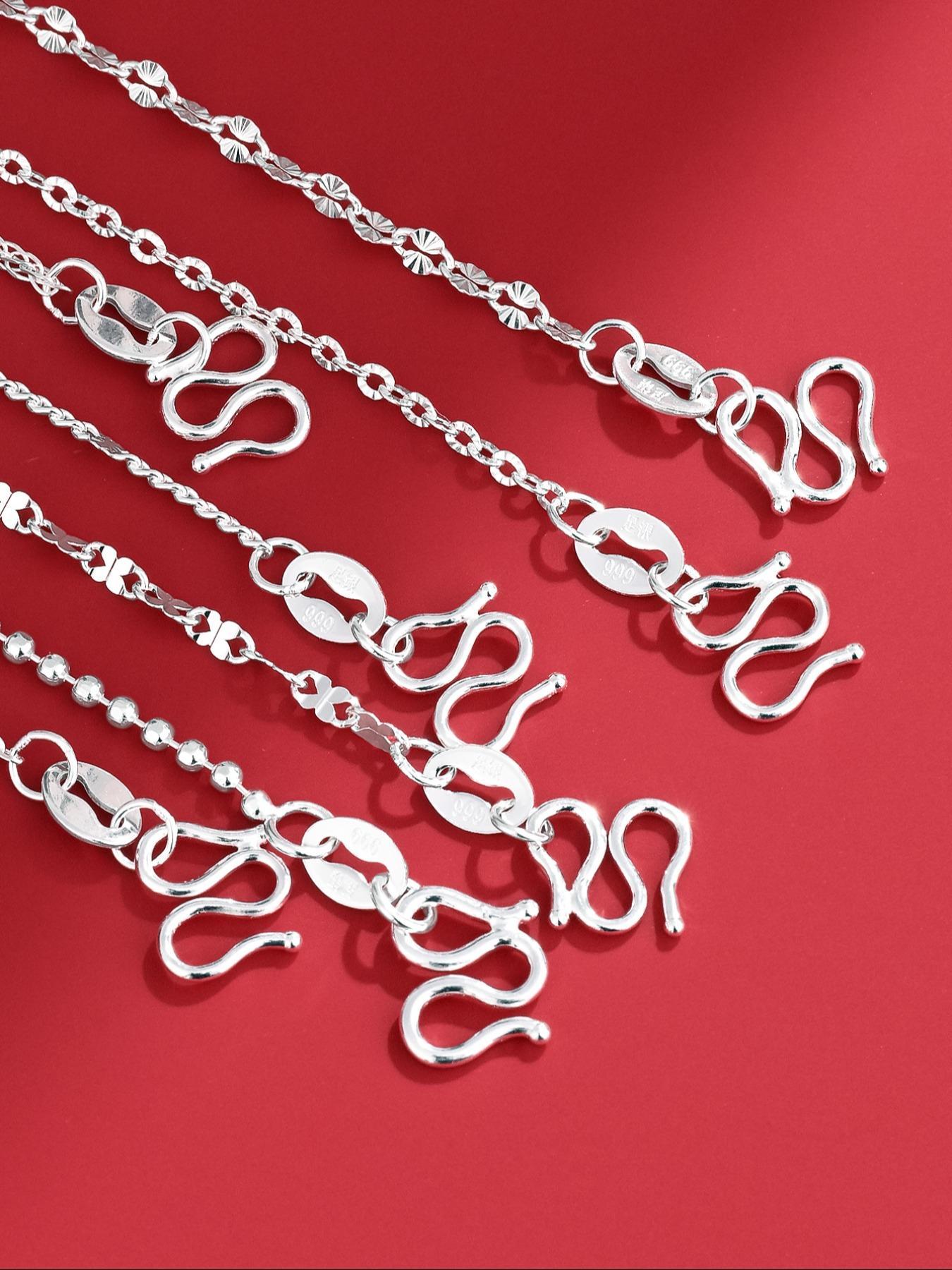 S999 Sterling Silver Women's Elegant Chain Necklace, Exquisite Trendy Chain Necklace, Chic Gorgeous Jewelry As Gift for Girlfriend