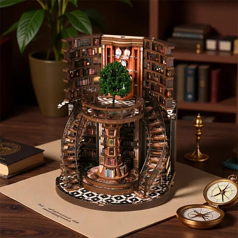 1:24 Scale DIY Wooden Dollhouse Miniature Furniture Kit with Dust Cover Adult Teen Craft Gift Collection Building Model No Glue Battery AH01-05