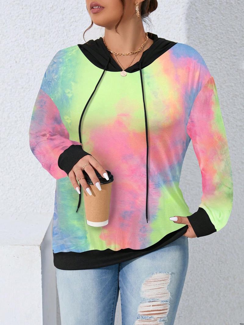 Sleeve Long Patchwork Plain Plus tiktok LUNE Size Color Casual Hoodie