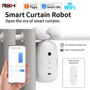 WiFi Smart Home Curtain Motor, Automatic Curtain Opener, USB Rechargeable APP Remote Control Smart Curtain High Performance Motor, Installation, Living Room