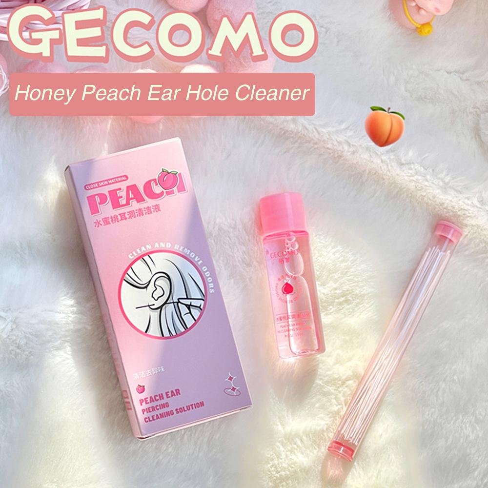Pierced Ear Cleaning Set Solution Peach Flavor Floss Cotton Thread Ear Hole Aftercare Tool Kit Disposable Earrings Hole Cleaner