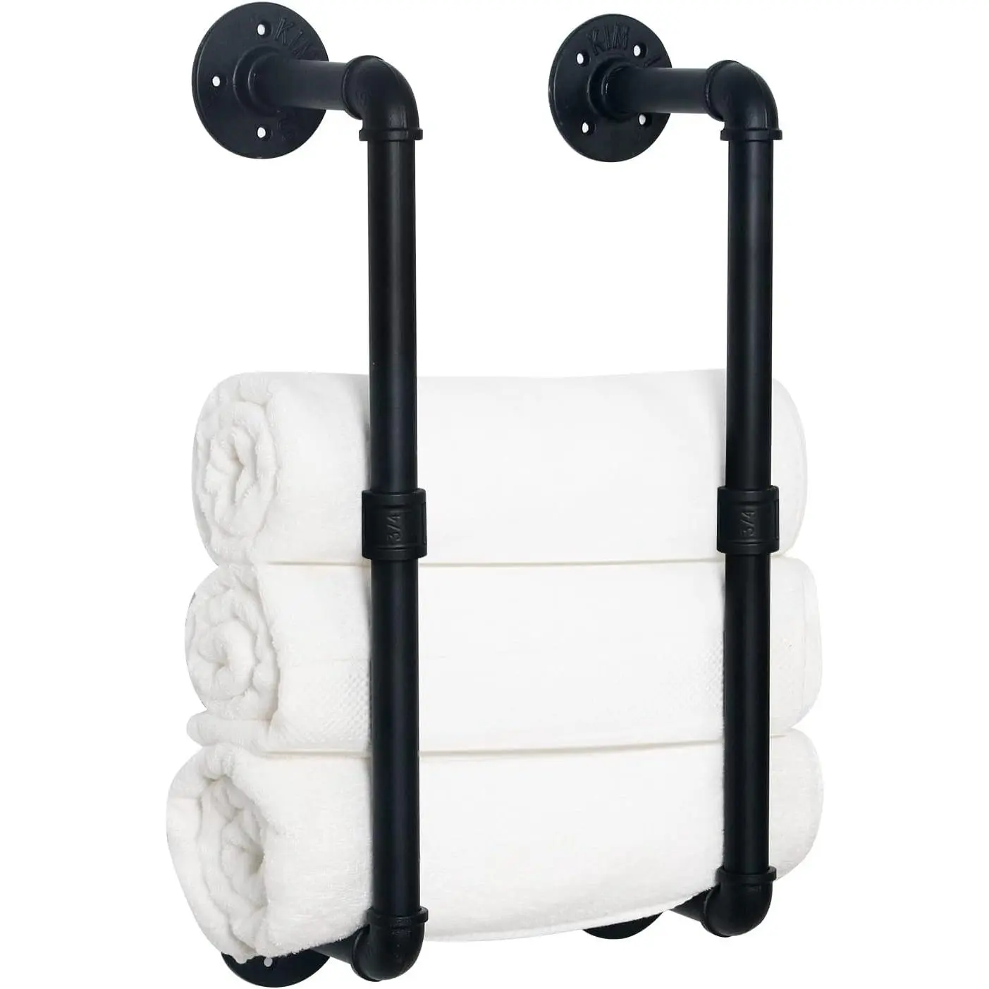 Industrial Pipe Towel Rack,  Bathroom Towel Storage Holder,  Style Towel Organization, Wall Mounted, Matte Black