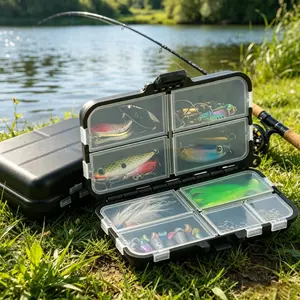 9-Compartment Lure Box, Dual-Layer Bait Organizer, Portable Fishing Accessories, Hooks & Sinkers Storage, Bright Lures Holder