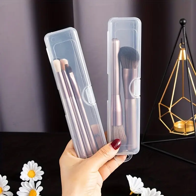 3pc Transparent Travel Storage Box, Compact and Flexible Portable Travel Organizer for Makeup Brushes, Toothbrushes, and Essentials, Ideal for Travel, Portable Travel Accessories