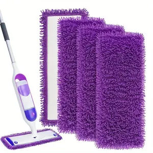 4-Pack Microfiber Mop Pads, Super Absorbent Reusable Cleaning Cloths, Dry Wet Use, Easy Clean, Floor Maintenance Essentials