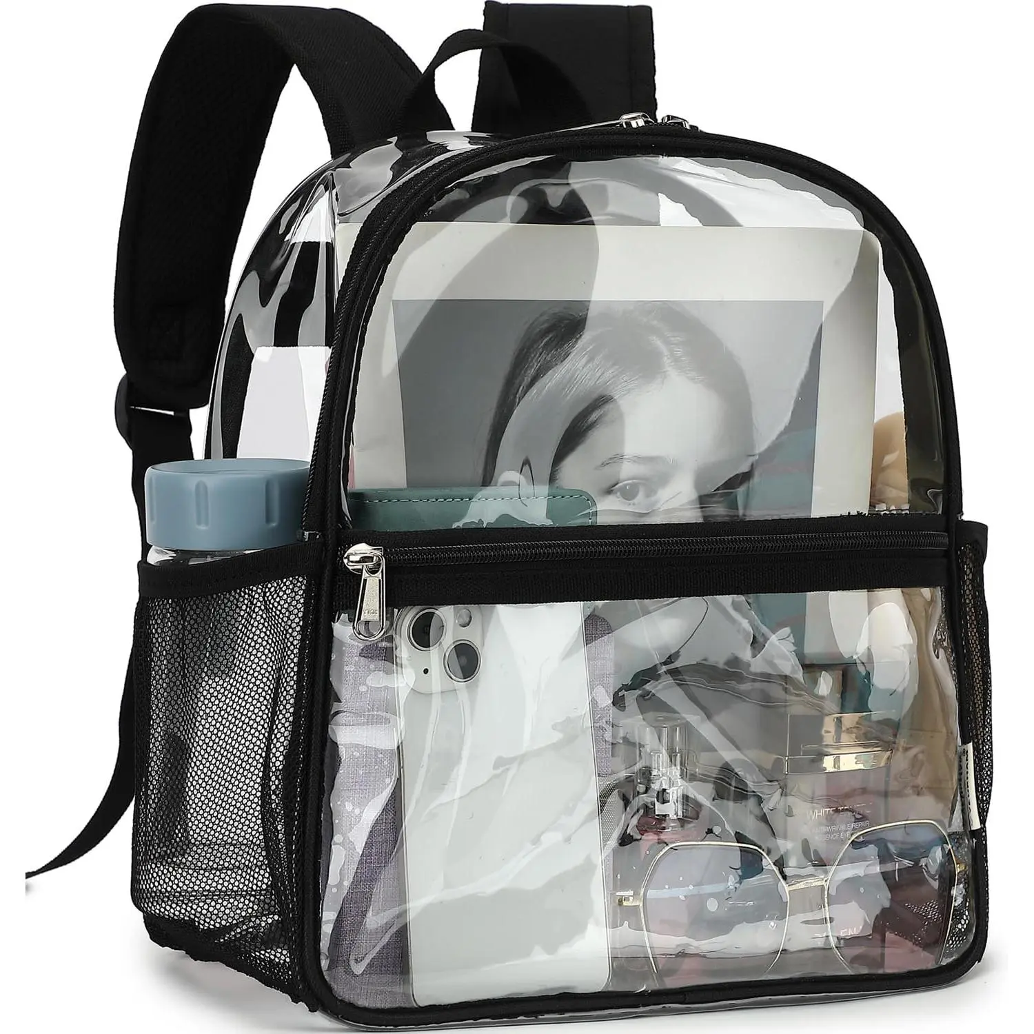 Clear Backpack Stadium Approved 12x6x12 -  & Small Adult Transparent Backpack for School, Work, , Concerts - Clear Bag