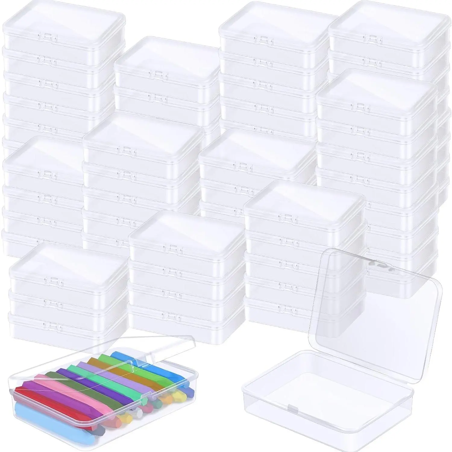 24 Pcs Plastic Crayon Box Bulk Clear Crayon Holder with Lid Crayon Organizer Case Crayon Storage Containers for Students School Office Supplies