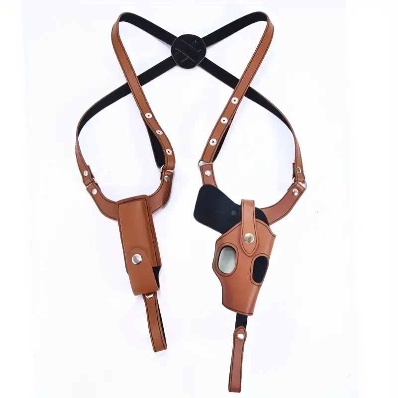 92-Type G-Series Cowhide Tactical Ready-Stock Pistol Bag - Right Hand Invisible Fit Underarm Bag with Quick Draw Holsters for Outdoor Hunting, Double-Shoulder Suit-Style Leather Gun Holster Compatible with 1911 Pistols