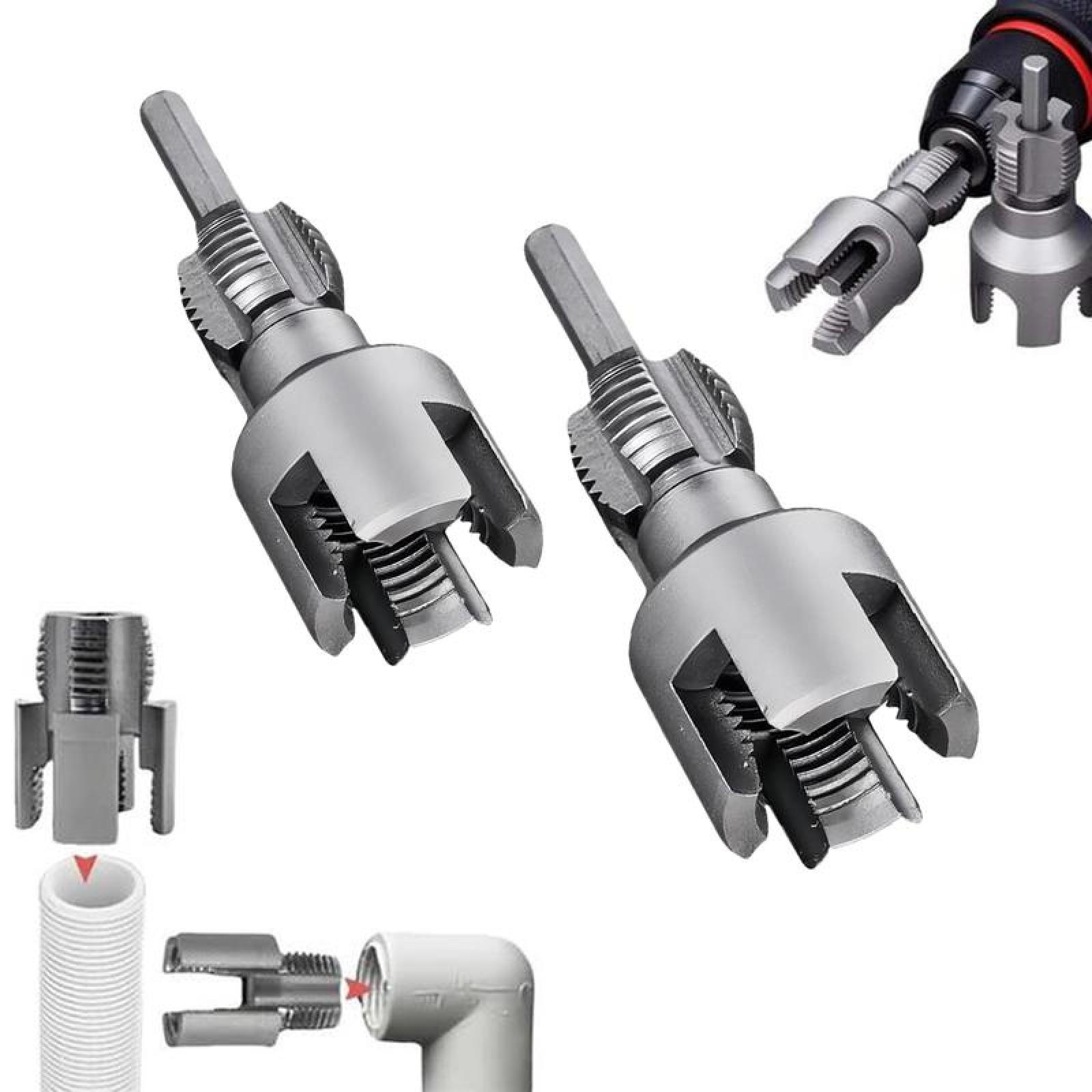1/2'' 3/4'' PVC Pipe Thread Cutting Tool Integrated Internal & External Pipe Threading Tool Upgrade Pipe Thread Cutting Tool for Plumbing DIY Repairs
