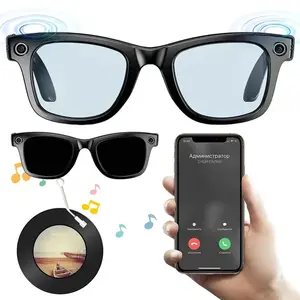 Smart Glasses with Music Playback, Wireless Earbud Style, 100hr Battery Life, UV Protection, Voice Control, Unisex, Multifunctional Smart Glasses, Ideal Gift