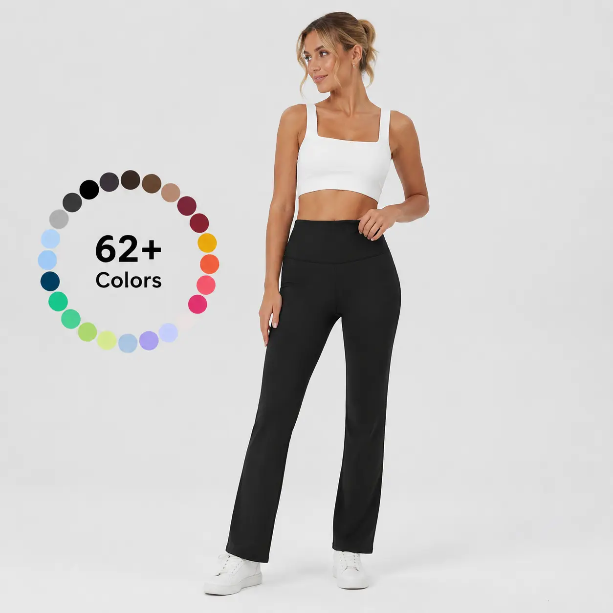 Rise Active Women’s High Waisted Straight Leg Yoga Pants, Stretchy Slim Fit Workout Trousers, Soft Athletic Pants for Gym, Lounge and Everyday Wear