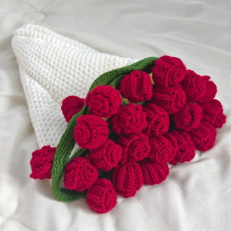 Rose Knitted Blanket, Rose Bouquet Blanket, Valentine's Day Mother's Day Nap Blanket, Sofa Bed Cover, Warm Soft Plush Blanket, Home Comfort Lightweight Travel Camping