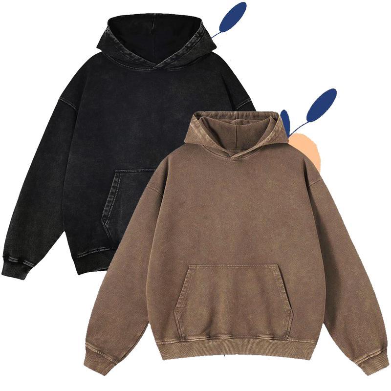 Acid Wash Hoodie Vintage Hoodie Unisex Heavy Weight Hoodie Distress Hoodies for Men Women Couples