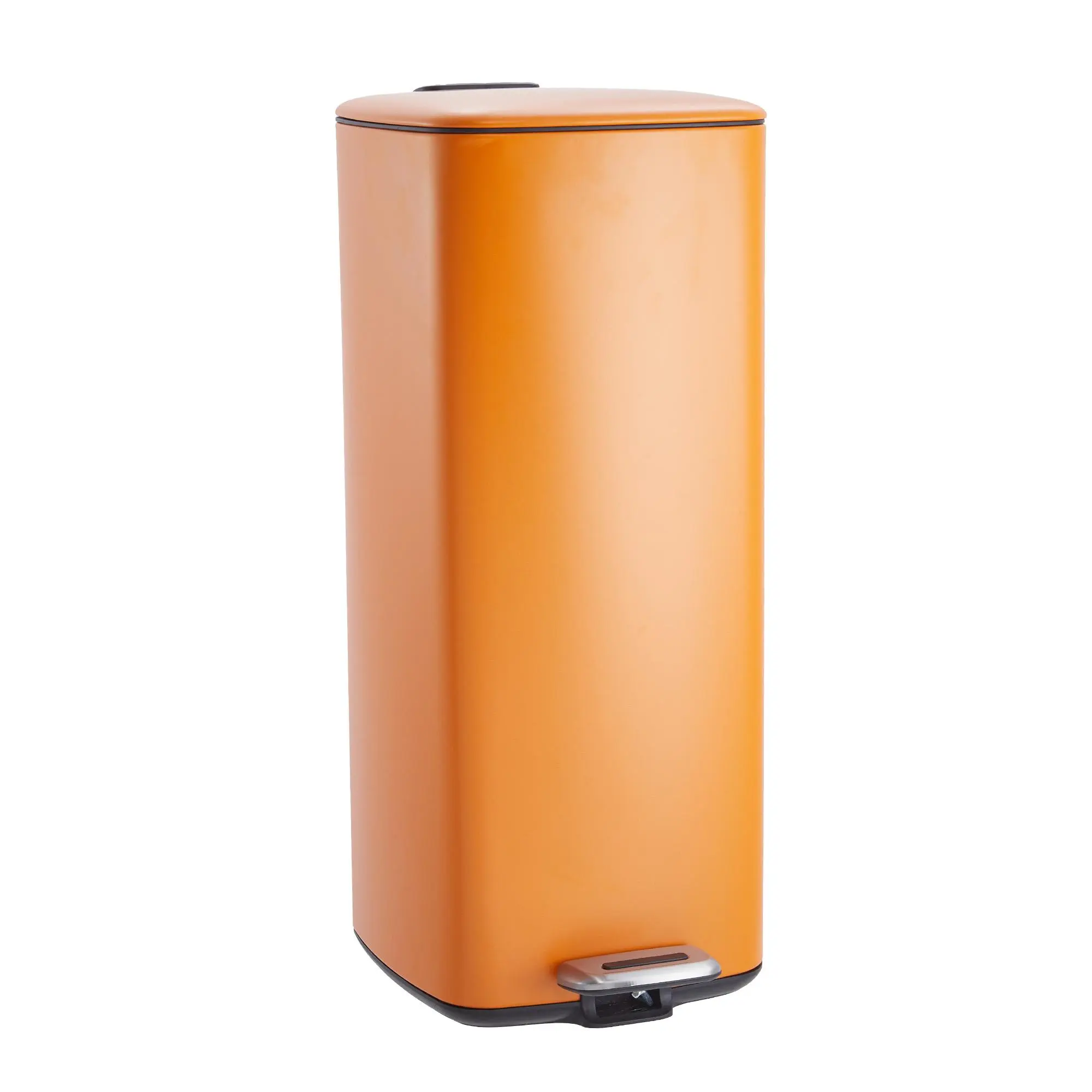 Soft-Close Lid Stainless Steel Step Trash Can, 30L/8 Gallon Pedal Bin – Removable Inner Bucket, Fingerprint Resistant, Square Indoor Waste Container for Kitchen, Bathroom, Office, Black