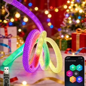 1pc RGB Nylon Flexible Rope Light, Rainbow Color 300cm Music Synchronized LED Strip Light Suitable for Party, Dance, Home, Bedroom RGB Lighting Kit, Mood Lighting, Parties, Christmas & Halloween Lights for Room