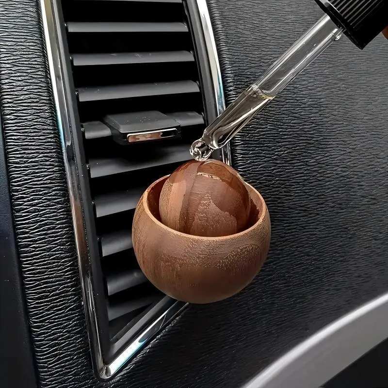 1PC Mini Wooden Aromatherapy Diffuser - Compact Natural Essential Oil Freshener, Lightweight Car Scent Diffuser for Car, Bedroom (Sports & Outdoor Accessories Compatibility)