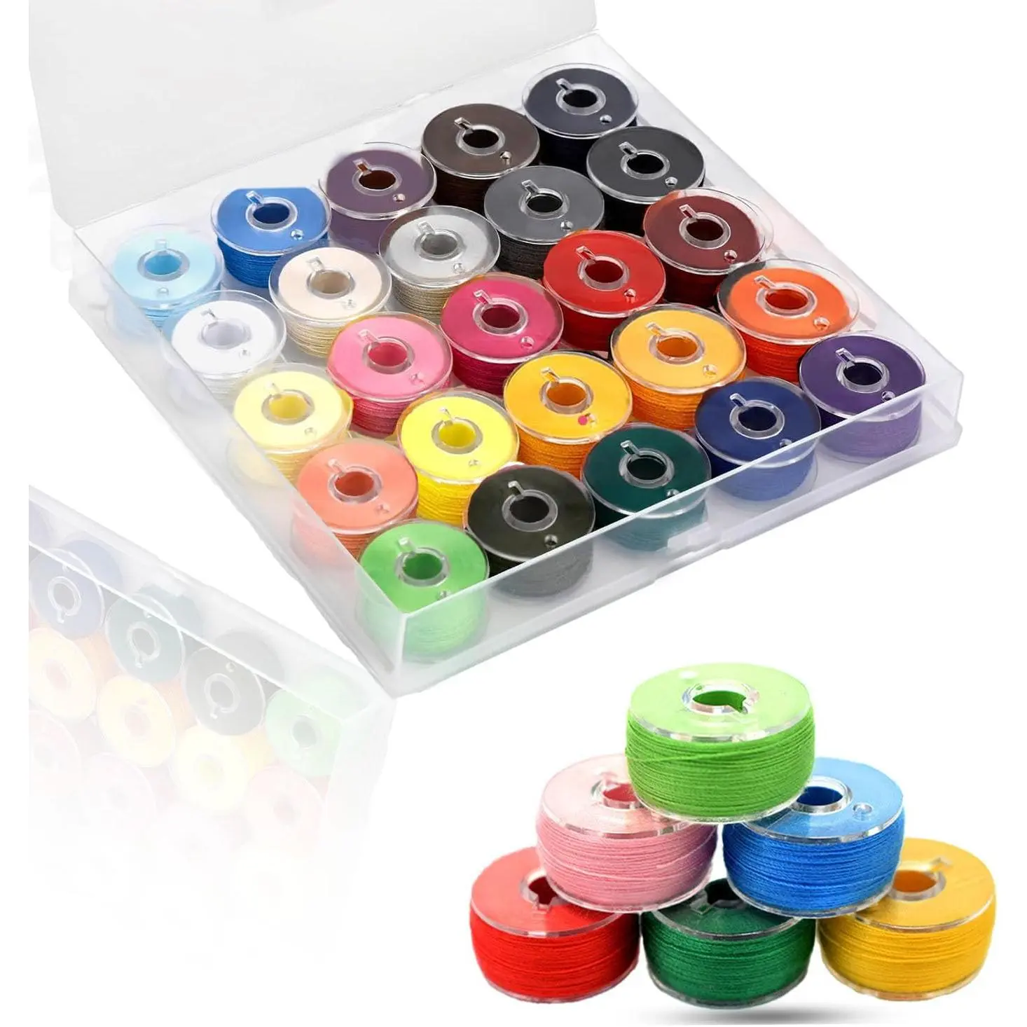 Sewing Thread Kit, 25 count Bobbins for Sewing Machine, Size A SA156 Bobbin Thread for  Embroidery and Sewing Machines DIY Projects