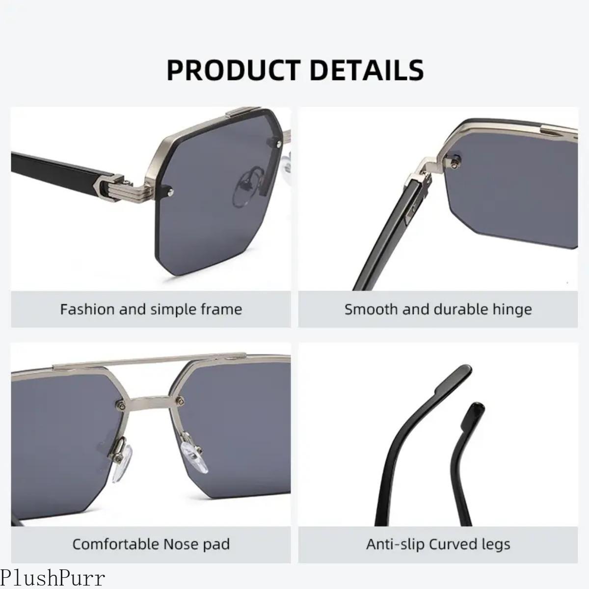 Pilot Sunglasses Men Flat Top Half Frame UV400 Sun Glasses Classic Travel Casual Vintage Shades