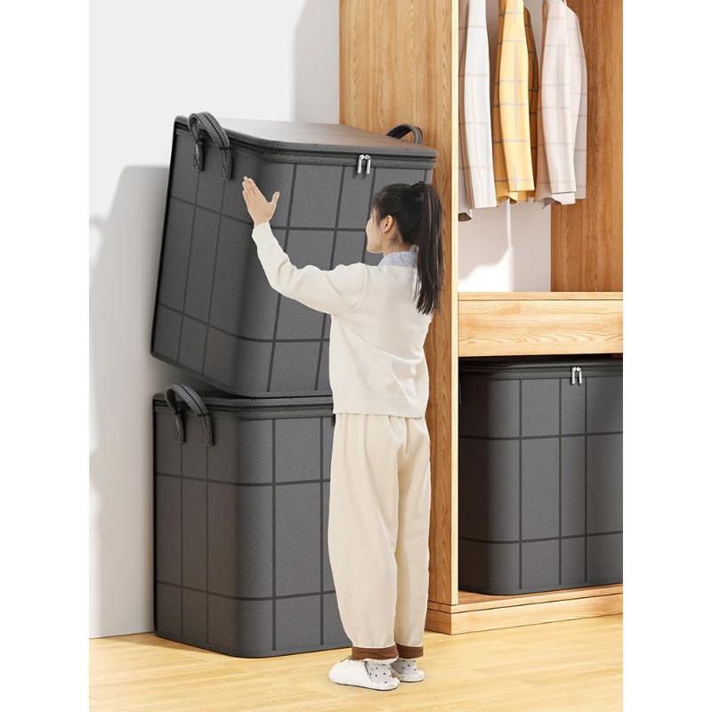 Large Storage Bags for Clothes, Foldable Thick Fabric Blanket Comforter Bags Reinforced HandlesWaterproof Dustproof Containers