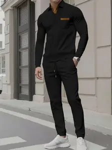 Men's Running Set, Elastic Pants, Casual Blazer, Short Sleeve, High Waist, Loose-Fitting, All Seasons, Christmas Gift, Friday