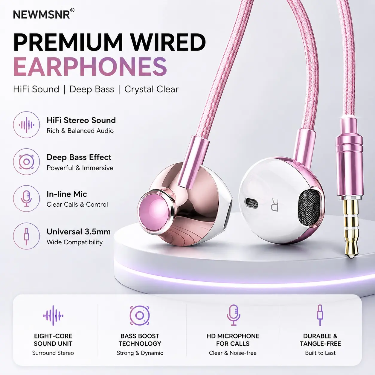 D Surround Sound Wired Earphones, USB-C/3.5mm Compatible, Samsung Galaxy S26/s25/s24/s23/s22, iPhone 15/16/17 Pro Max