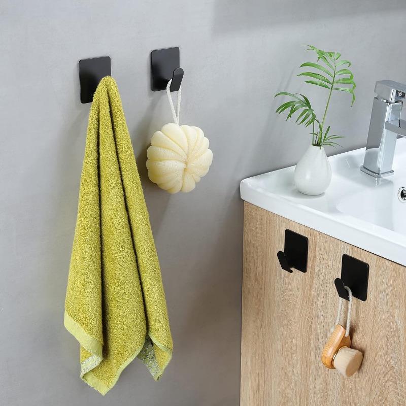 Wall Mounted Hook, Stainless Steel Wall Hook, Rustproof & Oil Proof Self-adhesive Hook for Kitchen & Bathroom, Modern Home Organizer