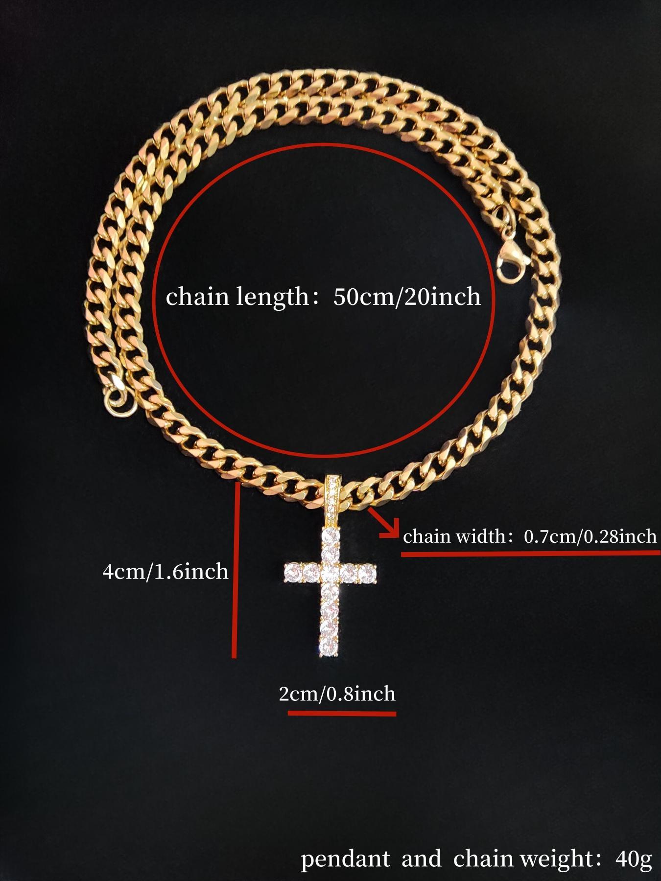 Unisex Easter Street Cross Pendant Necklace, Rhinestone Decor Cuban Chain Necklace, Cuban Link Necklace for Party & Daily Clothing Decor for Men & Women, Exquisite Jewelry for Birthday