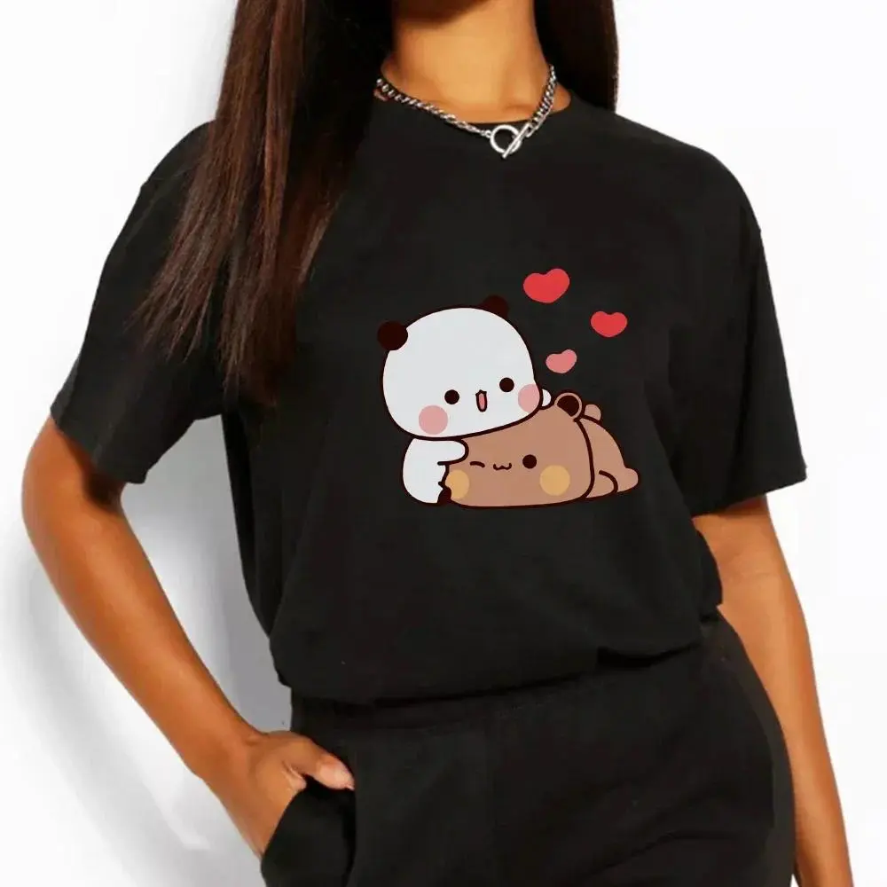 Cartoon Panda Bear Bubu and Dudu T Shirt EU Size 100% Cotton Women Tops Kawaii Printed Harajuku Ullzang Tees O-Neck Anime Female