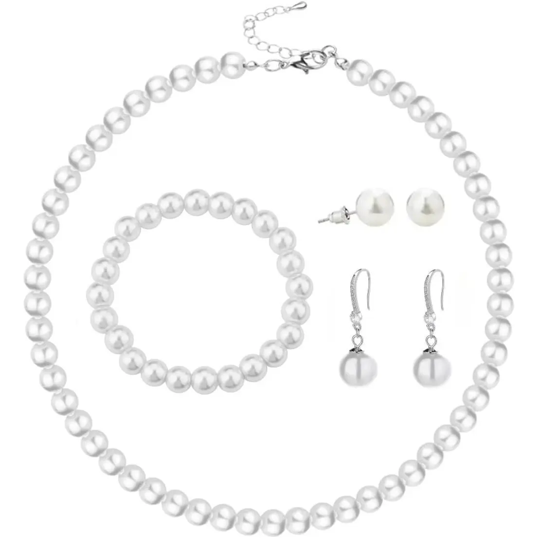 Fashion Classic Faux   Set Necklace Bracelet Earrings for Women