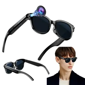 Smart AI Glasses, Wearable Tech Glasses with Camera, 8MP Anti-Shake Camera ,1080P Video Recording, Bluetooth Call ,Music Control, 290Mah Battery, 40g Lightweight, AI Real Time Translation , 3 Lenses (Transparent Lenses + Black Lenses+Purple Lenses)