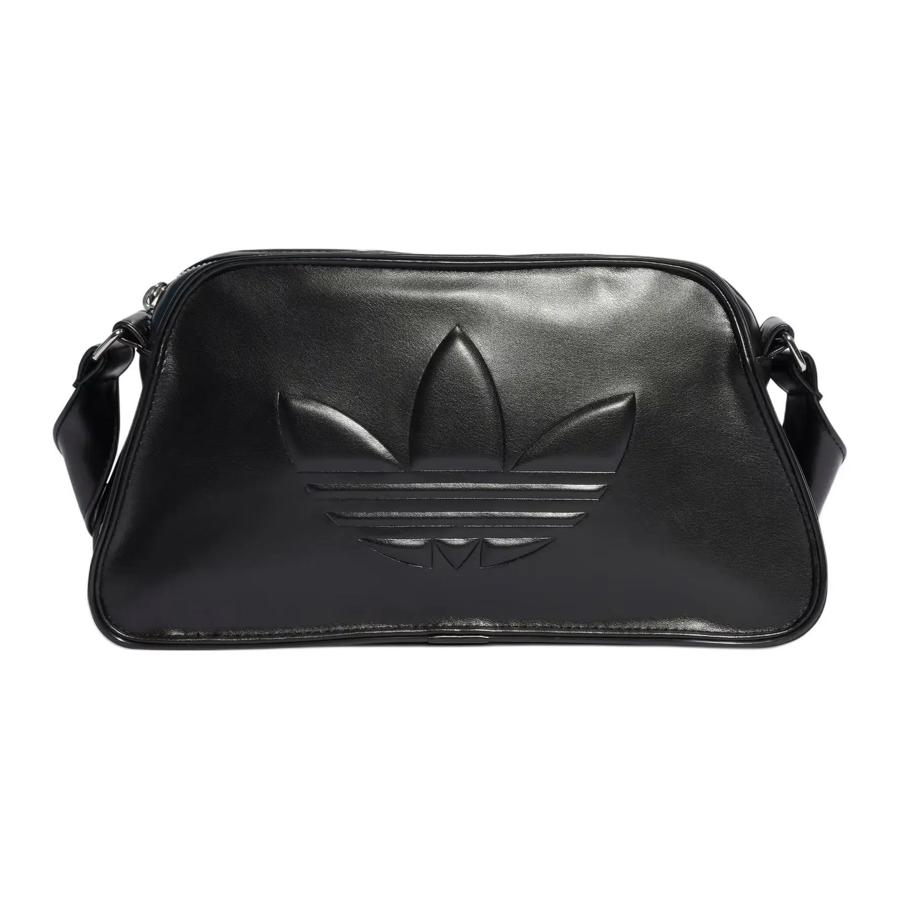 Adidas Originals Solid Logo Zippered PU Handbag for Women, Classic Style in Black