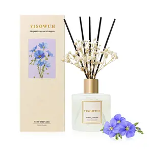 Ína Reed Diffuser Set, 6.7oz Linen Scented Home Fragrance, Relaxing Aromatherapy Diffuser with Stick, Decorative Bathroom Rack