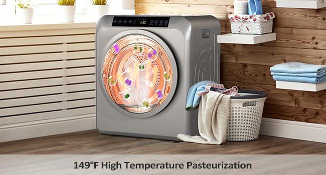 ROVSUN 13.2LB Portable Clothes Dryer, 3.5 Cu.Ft High End Front Load Tumble Laundry Dryer with LCD Touch Screen, Stainless Steel Tub for Apartment, Home, Dorm-110V, Luxury Grey Appliances