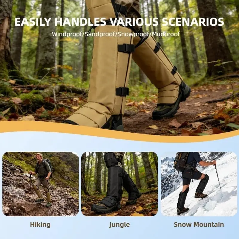 Snake Gaiters for Hunting, Outdoor Waterproof Snake Chaps Leggings, Adjustable Snake Guards for Men & Women, Extended Knee Pads Protection