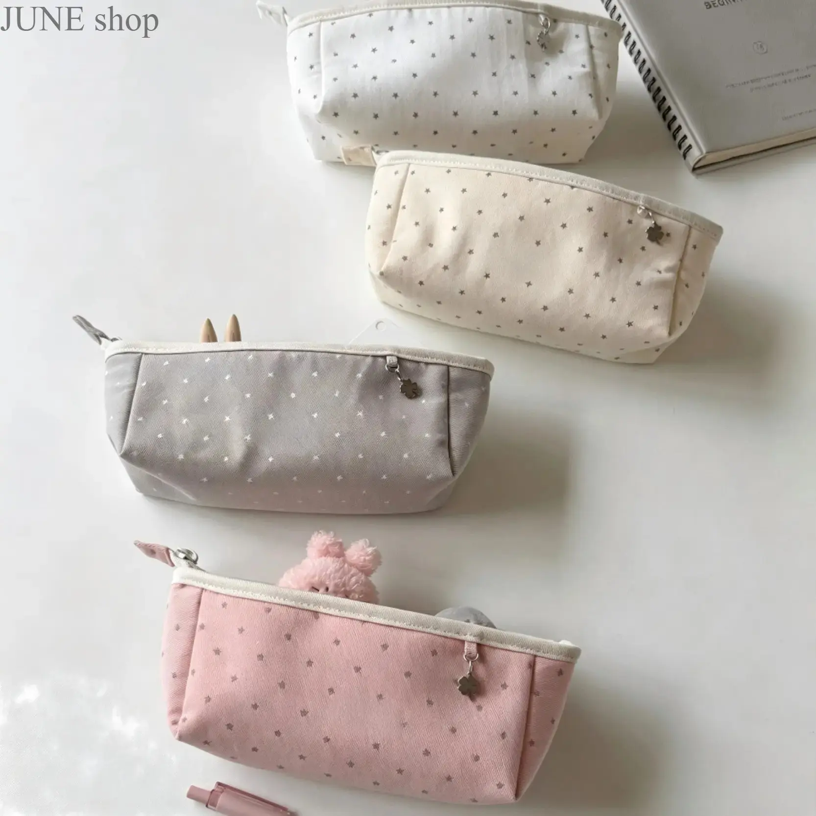Korean‑Style Simple Star‑Decorated Pencil Bag, Ins‑Aesthetic Large‑Capacity Multi‑Layer Stationery Pouch, Practical Storage Organizer For Students Daily School Study Use