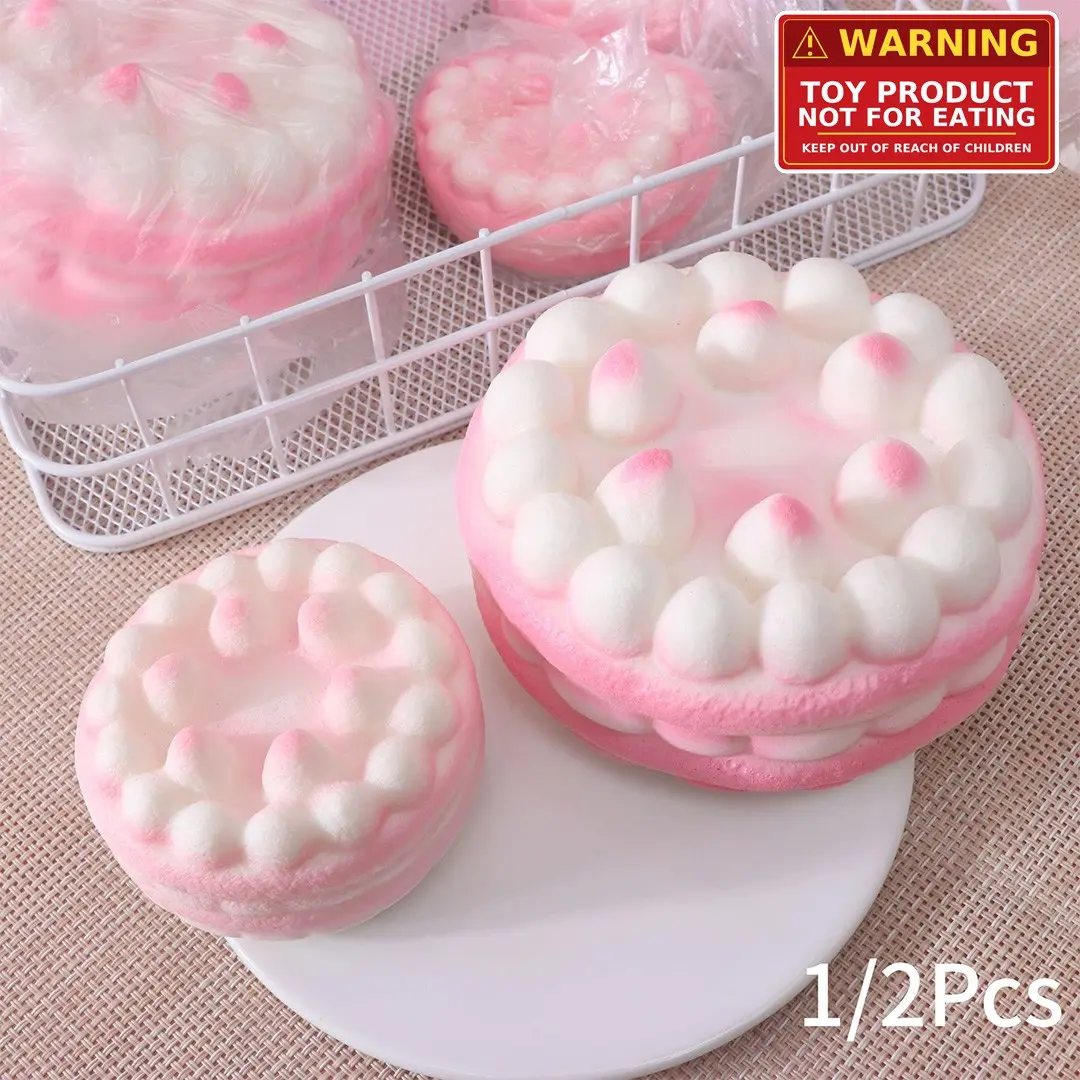 1/2 Counts Stress Relief Toy Raspberry Tower Cake Scented Slow Rebound, Decompression Squishy, Cute Squishies, Squishy Fun, Party Gift Decoration, Realistic Fake Cake Stress Ball Squishies, Stress Relief Balls