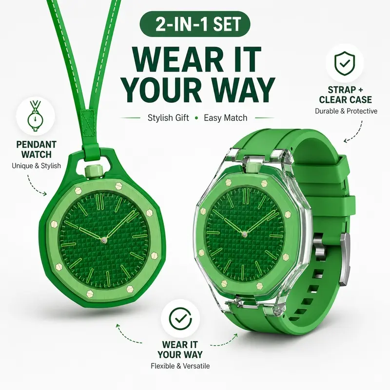 Smart Pendant Watch Set with Wrist Strap & Protective Case, 1.3-Inch HD Display, Offline AI Voice Control, NFC Access, Magnetic Charging, Custom Watch Faces, FitCloudPro App, Colorful Lanyard Smartwatch for Women and Men