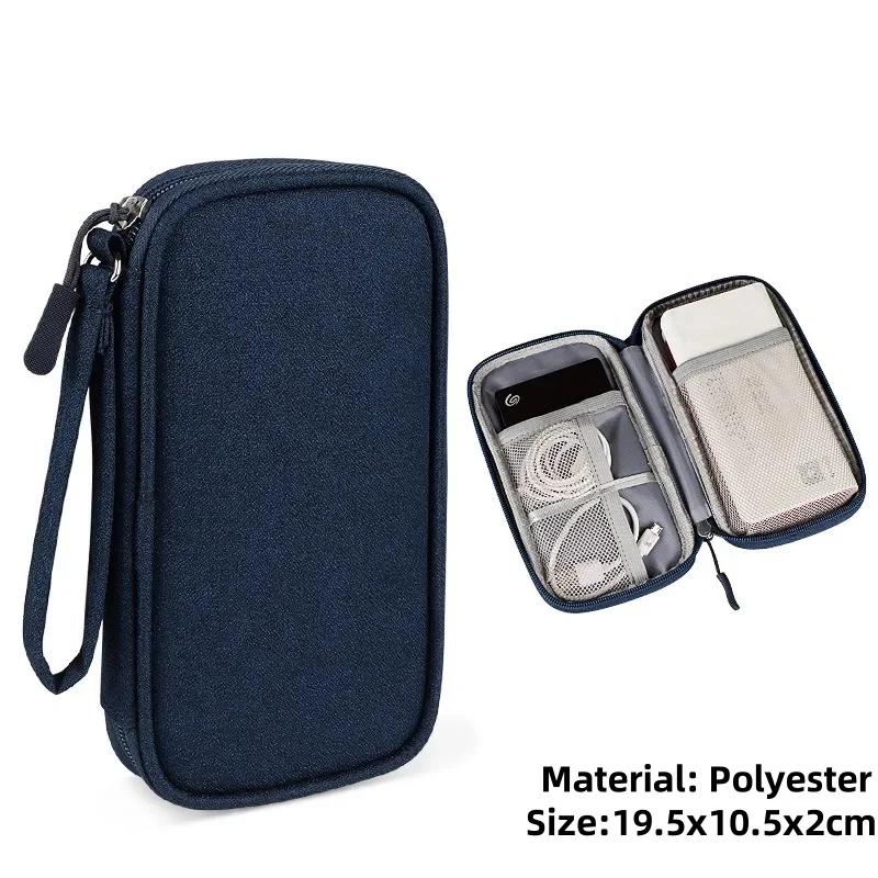 Oxford Travel Cable Bag Shockproof Multi-layer Charger Data Cable USB Bag Organizer Solid Color Electronic Accessory Storage Bag