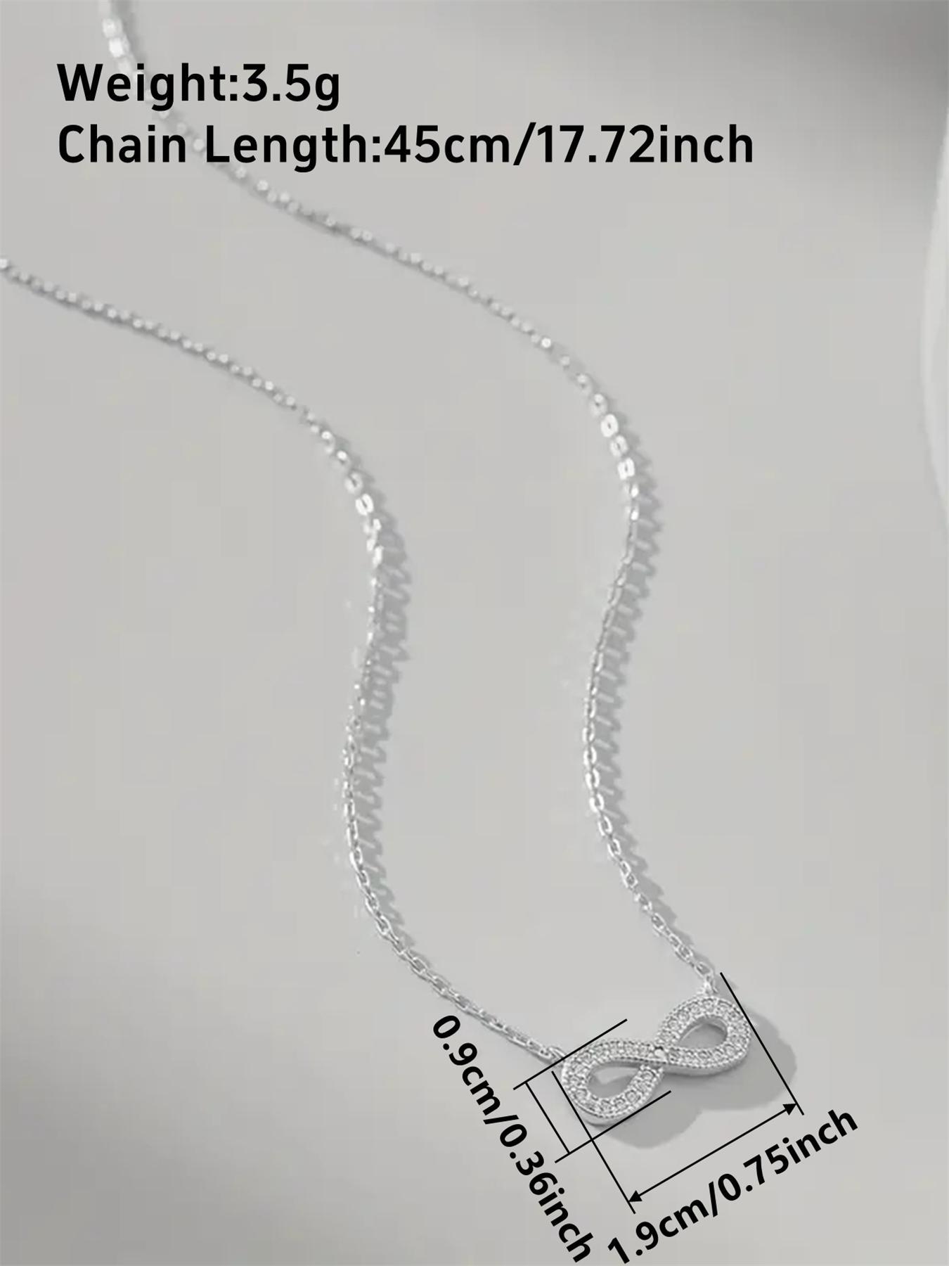 Women's Elegant Glittering Infinity Symbol Design Pendant Necklace, Dainty Necklace, Minimalist Necklace, Fashion Charm Necklace for Party, Daily Decor, Trendy All-match & Exquisite Jewelry for Birthday Gift
