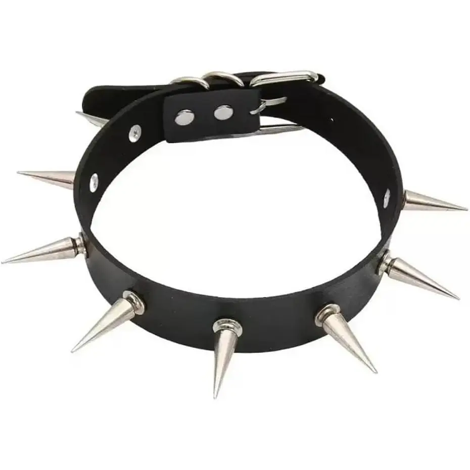 Adjustable Rock Punk Necklace, Black PU Leather Vingate Necklace, Gothic Choker for Women and Men
