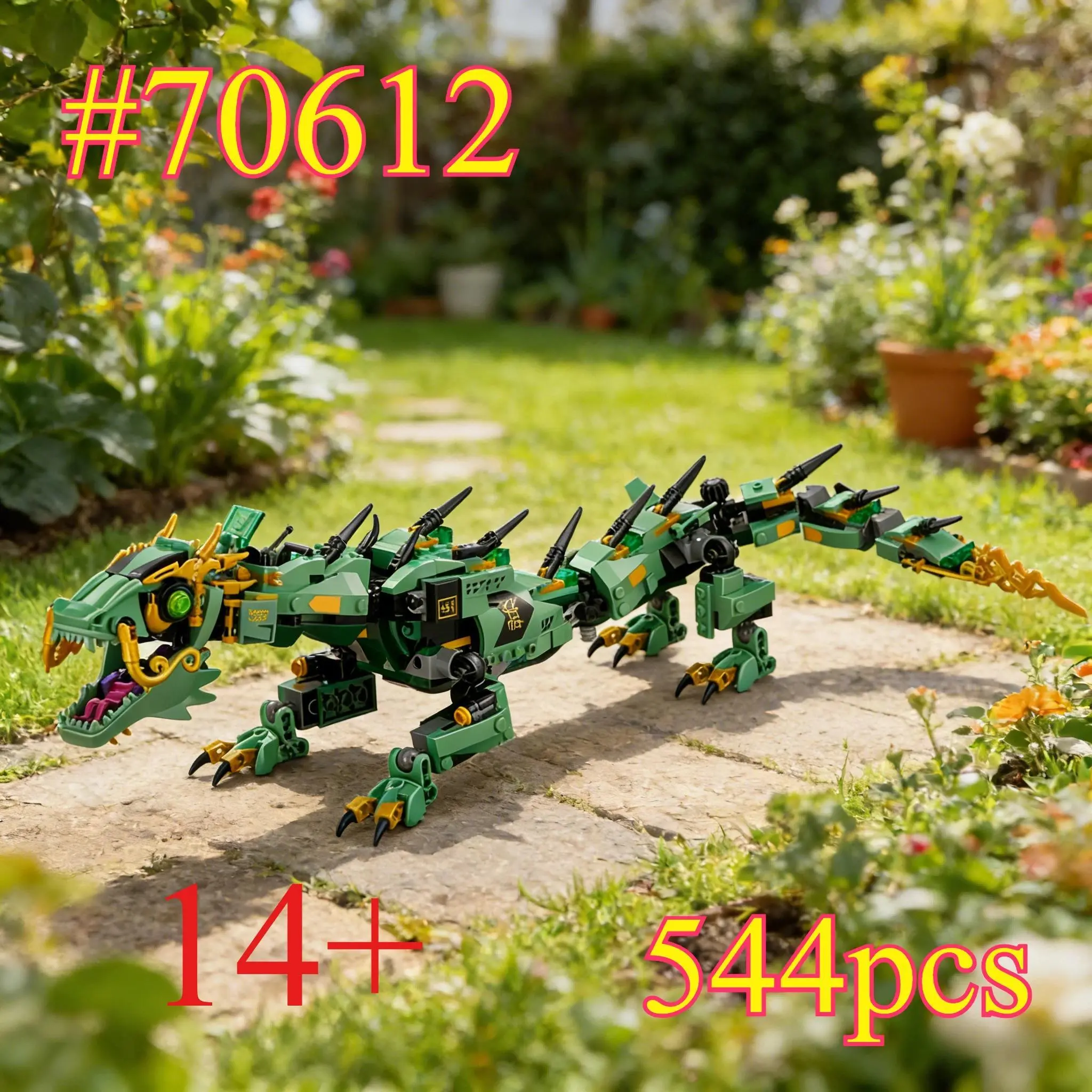 Green Mechanical Dragon 70612 Building Blocks Sets Suitable for Birthday Gifts Compatible with Legoed Particles ，544pcs.