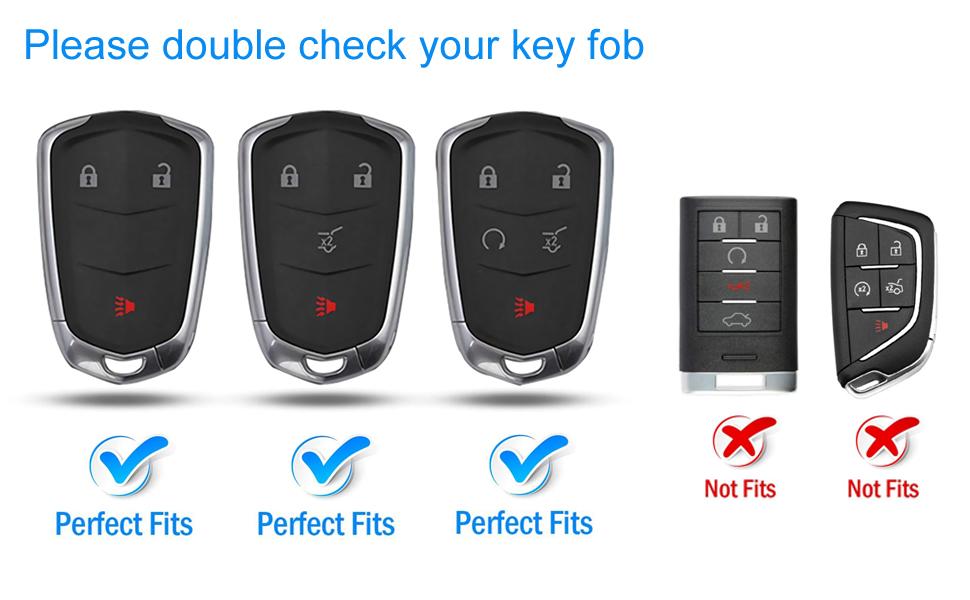 for Cadillac Escalade Key Fob Cover, for Cadillac ATS CTS CT6 STS SRX XT5 Key Fob Case Premium Soft TPU Full Protection Smart Key Holder (Black)